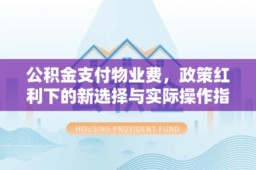 蓬安公积金支付物业费，政策红利下的新选择与实际操作指南