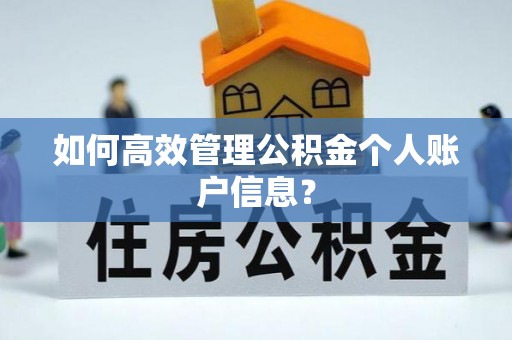 蓬安如何高效管理公积金个人账户信息？